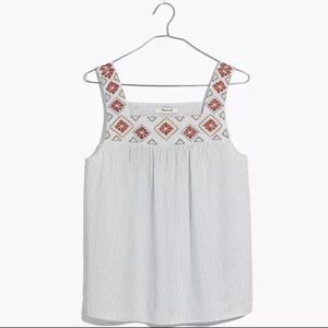 Madewell Embroidered Island Tank Top in Stripe